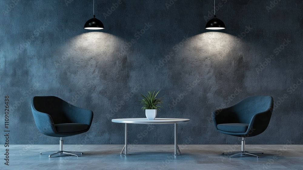 Poster interview background showcasing various elements related to job interviews, such as chairs, tables, 