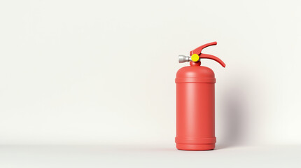 Obraz premium Compact Red Fire Extinguisher With Yellow Safety Pin on White Background