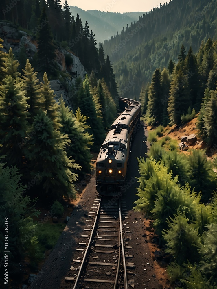 Aufkleber train railroad scene in a generative ai design.