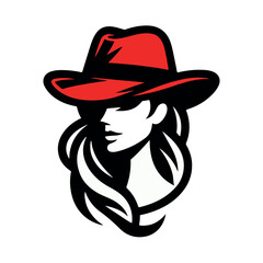 Stylish Woman in a Red Cowboy Hat Silhouette.eps