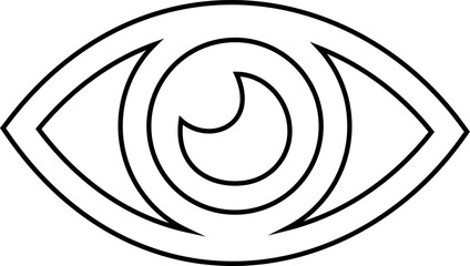 Black eye icon. Bold outline detail , eyesight pictogram, see, visible, retina solid icons, Minimalist vector graphic design elements. Simple geometric design. isolated on transparent background