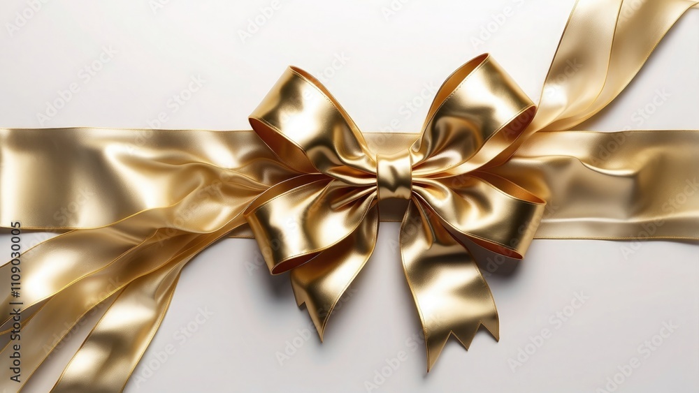 Poster top view of a translucent background png file with gold ribbon and