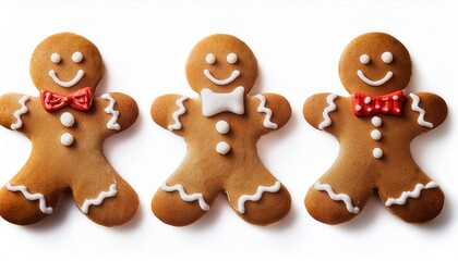 Fototapeta premium Whimsical Gingerbread Man Cookie with Delicate Icing Details. Perfect Blend of Festive Charm and Sweetness for Christmas Celebrations, Holiday Party Treats, and DIY Baking Decoration Inspiration