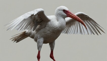 Fototapeta premium Transparent white ibis icon, anime style.