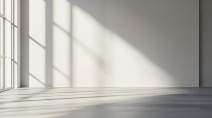 Obraz premium Sunlit Minimalist Interior: Empty Room with Large Window and Sunlight Streaming In