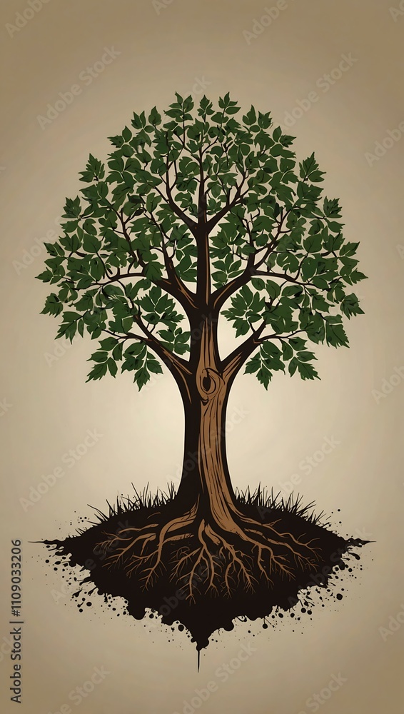 Poster tree planting emblem in vector form.