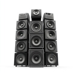 Stack audio music speaker Isolated on White Background Generative AI