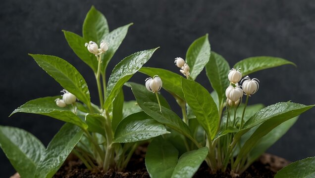 Trichosanthes dioica plant with heart-shaped leaves.