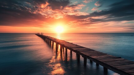 Obraz premium Sunset Over Wooden Pier