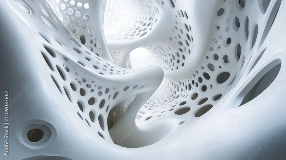 Poster intricate abstract textures displaying organic forms and light patterns revealing a complex structur