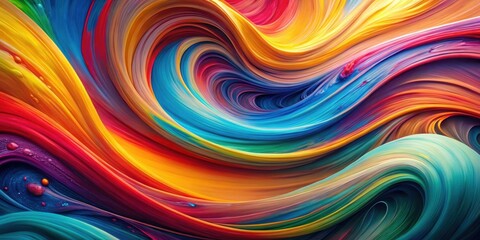 Fototapeta premium Swirling waves pattern with colorful abstract paint strokes, abstract, vibrant, background, design, texture, water, artistic
