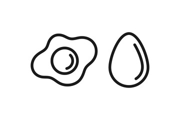 line icons of boiled and fried eggs