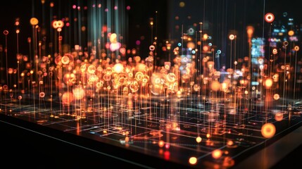 Naklejka premium Glowing Profit Visualization: Charting the Growth of Virtual Economies