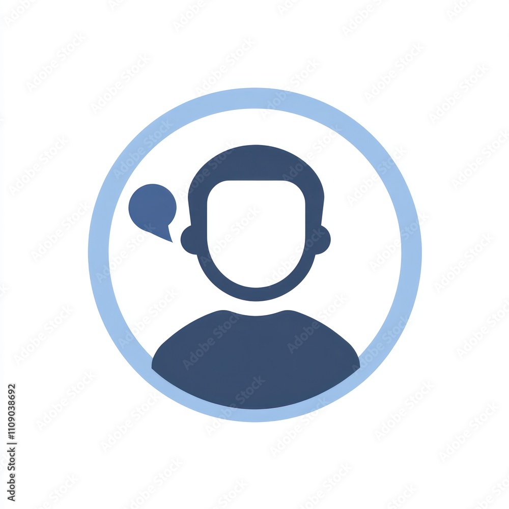 Poster simple user profile icon with speech bubble.