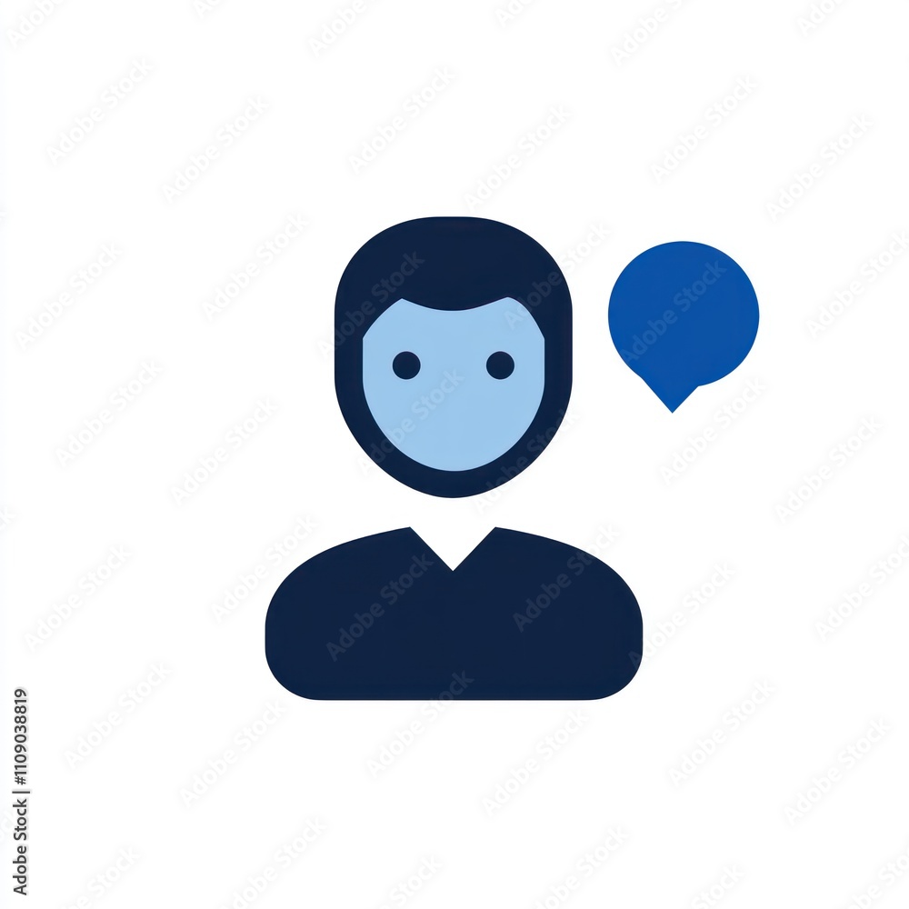 Poster simple icon of a person with a speech bubble.
