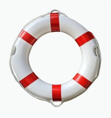 White and red life preserver isolated on white.