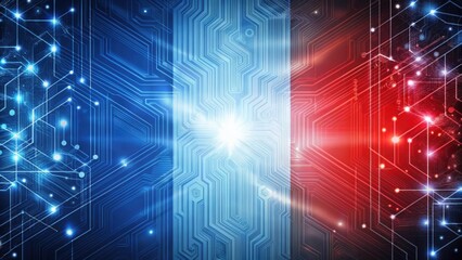 Obraz premium Technology concept featuring the flag of France , France, technology, innovation, digital, French flag, communication