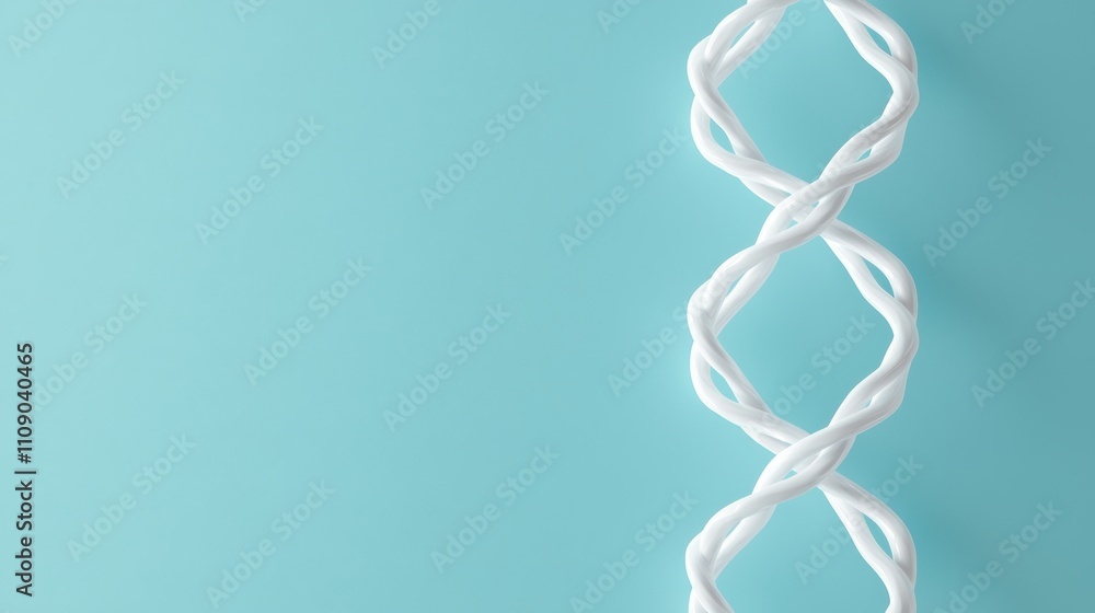 Poster a twisted white rope forms a spiral against a soft blue background, creating a minimalist and abstra