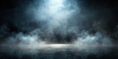 Fototapeta premium Foggy misty atmosphere over a dark background, fog, mist, ambient, eerie, spooky, obscurity, atmospheric, blurred, darkness