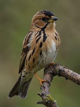 Twite (Carduelis flavirostris) perched on a branch.