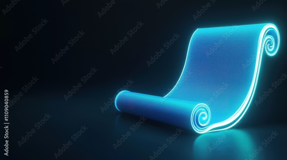 Poster a glowing, futuristic scroll unfurls against a dark backdrop, showcasing a blend of technology and a