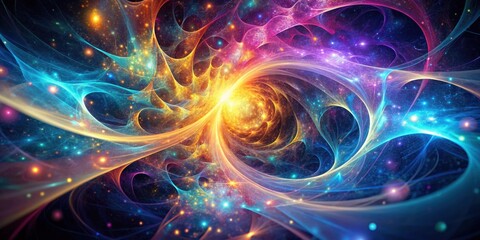 Abstract fractal particles field with chaotic fluid motion simulation, render, abstract, fractal, particles