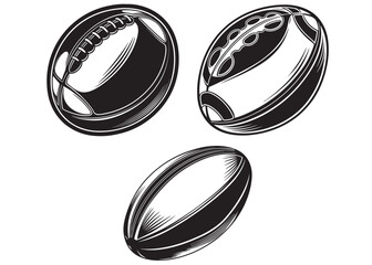 rugby ball logo design vector silhouette illustration, Vector illustration of rugby ball, American football and rugby ball, Regby vector logo, Sports balls vector silhouette, rugby ball icon design