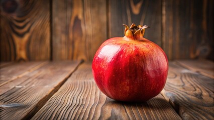Pomegranate fruit on a wooden table, fresh, vibrant, healthy, organic, food, juicy, ripe, antioxidant, delicious, snack, exotic