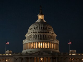 Obraz premium U.S. Capitol Dome at night, Washington D.C.