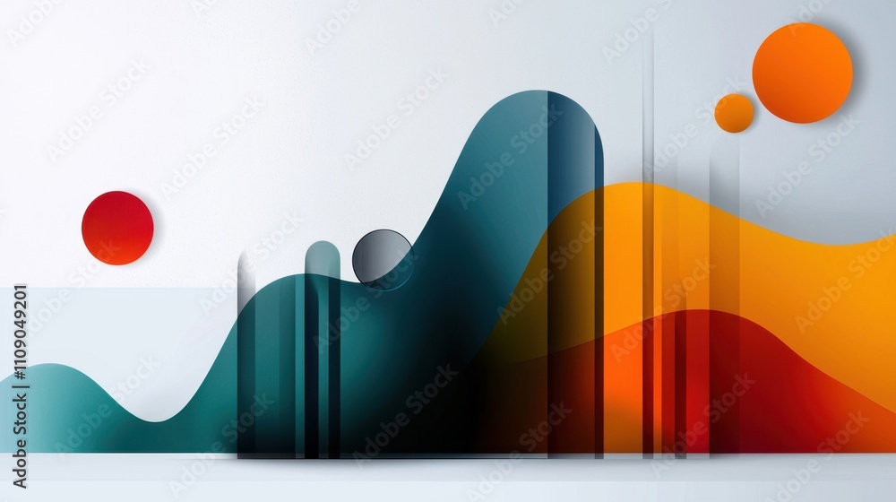 Poster a colorful abstract painting with a red circle in the middle