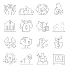 Fototapeta premium Saving money icon set in thin line style