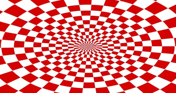 Red and white circular checkboard background 
