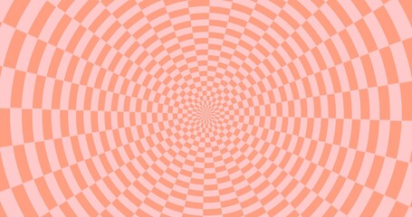 Fototapeta premium light pink and beige circular tunnel shape checkerboard background 