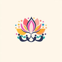 Fototapeta premium Colorful lotus flower design with abstract elements.
