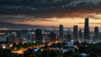 Obraz premium Urban city view with scenic landscapes.