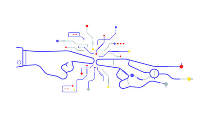 Artificial intelligence human hand touching with ai to input data