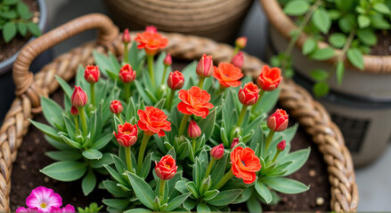 Obraz premium flowers in a basket