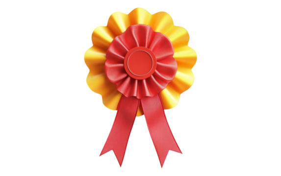 Yellow and Red Award Ribbon on Transparent Background