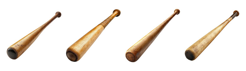 Isolated Wooden Baseball Bats on Transparent Background