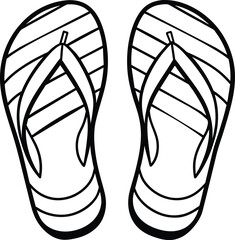 Classic Flip Flops Line Art Vector Illustration for Summer and Travel Projects.