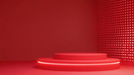 Fototapeta premium Luxurious Red Abstract Design: Curved Shapes and Text Replication Space