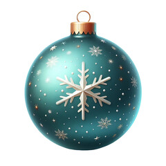 Realistic Beautiful Dark Blue Glossy Christmas Ball with Snowflake Painted on it