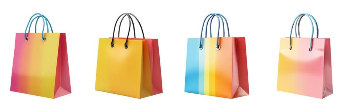 Colorful Shopping Bags Isolated on Transparent Background