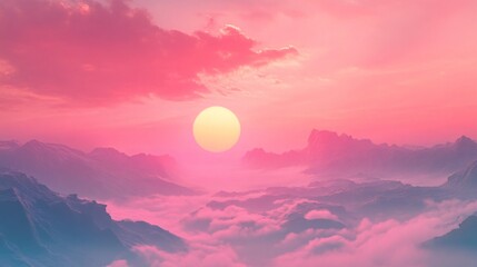 Obraz premium Vibrant Sorbet-Colored Sunrise Over Horizon