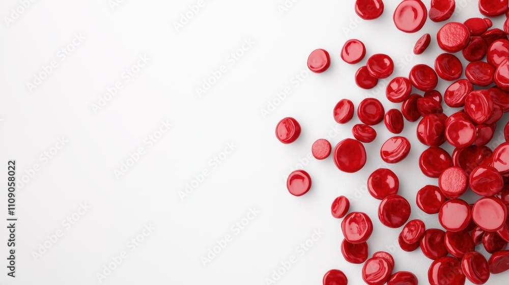 Poster red circular shapes on white background for abstract design use