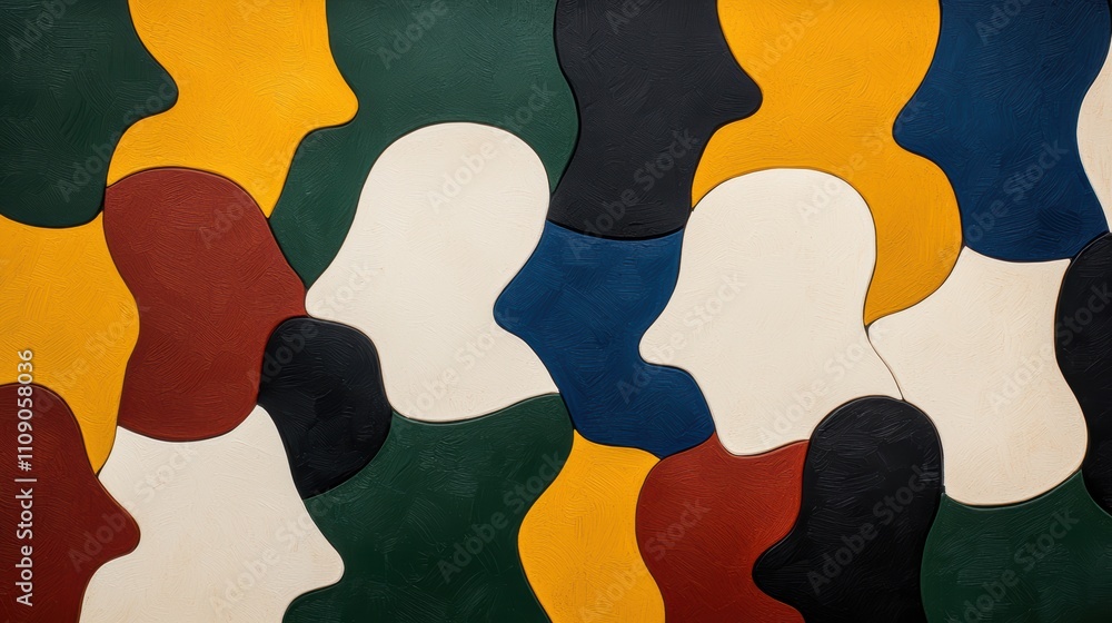 Poster abstract faces in colorful patterns for art and design projects