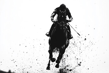 a man riding a horse with white background generated by AI