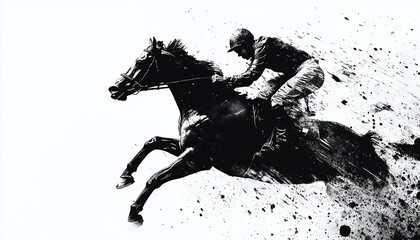 a man riding a horse with white background generated by AI