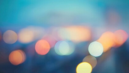 Fototapeta premium Vibrant Urban Dusk. Blurred Lights of a Modern Skyline Capturing the Transition Between Day and Night, Perfect for Abstract Wallpapers, City Themed Designs, and Dreamy Atmospheres