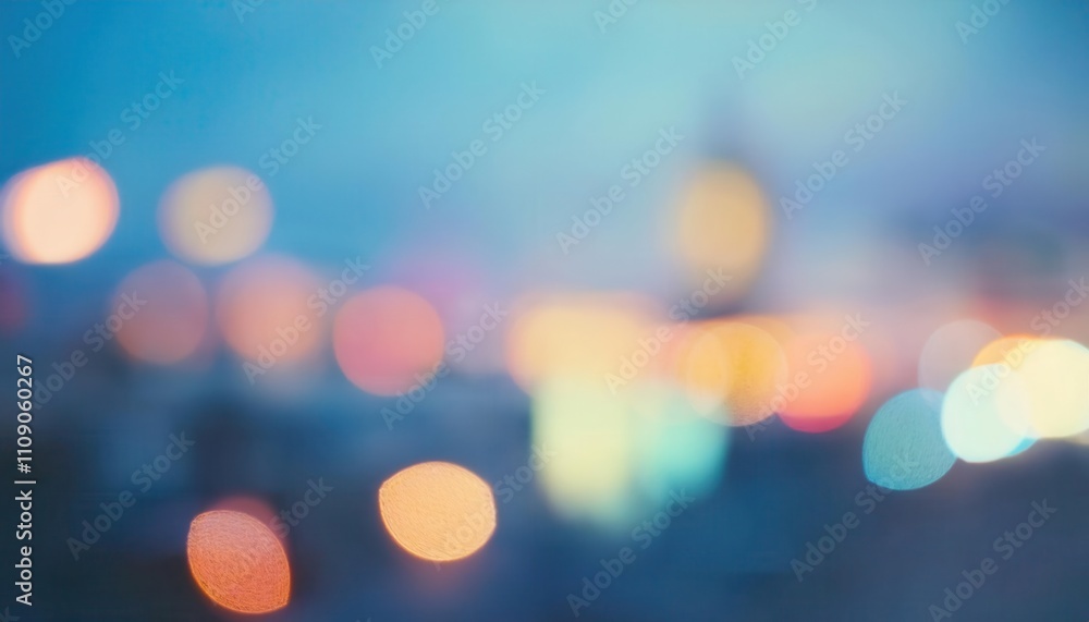 Poster vibrant urban dusk. blurred lights of a modern skyline capturing the transition between day and nigh